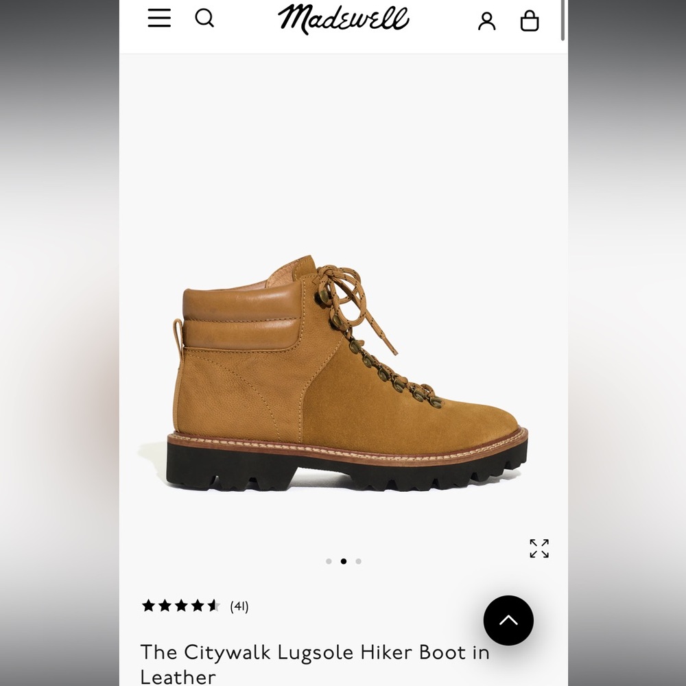 Madewell Citywalk Lugsole Hiker Boot in Toffee - Size 9